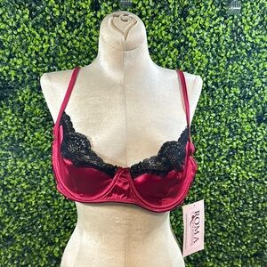 Roma Red and Black Lace Bra Size XL